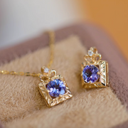 Regal Violet 18k Gold Tanzanite Necklace, Tanzanite Pendant
